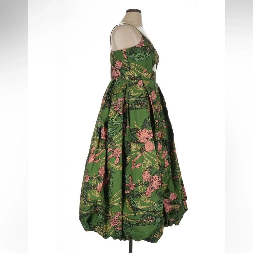 NWT Anthropologie Hutch Green Cutout Bubble-Hem Midi Dress - Picture 8 of 16